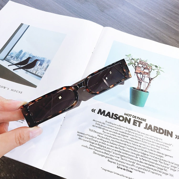 Rectangle Vintage Sunglasses Retro Wide Frame Unisex